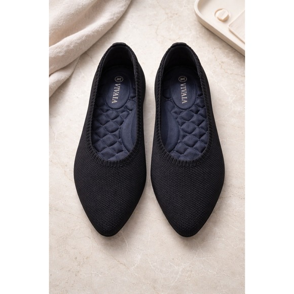 Vivaia Shoes - VIVAIA Aria Pointed Toe Knit Flats Black Women's Size 36 EU